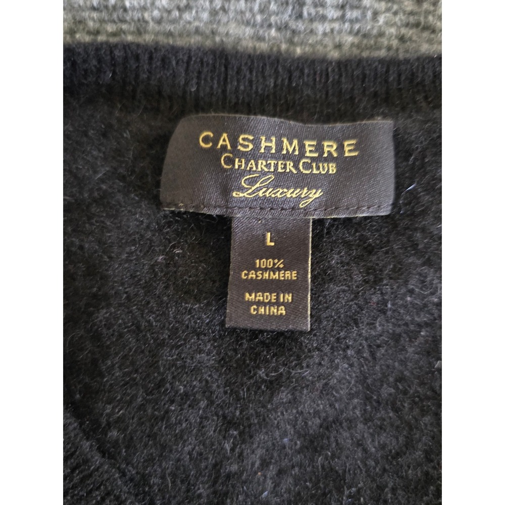 Charter Club Luxury 100% Cashmere Sweater Women’s L Black Crewneck - Picture 2 of 5
